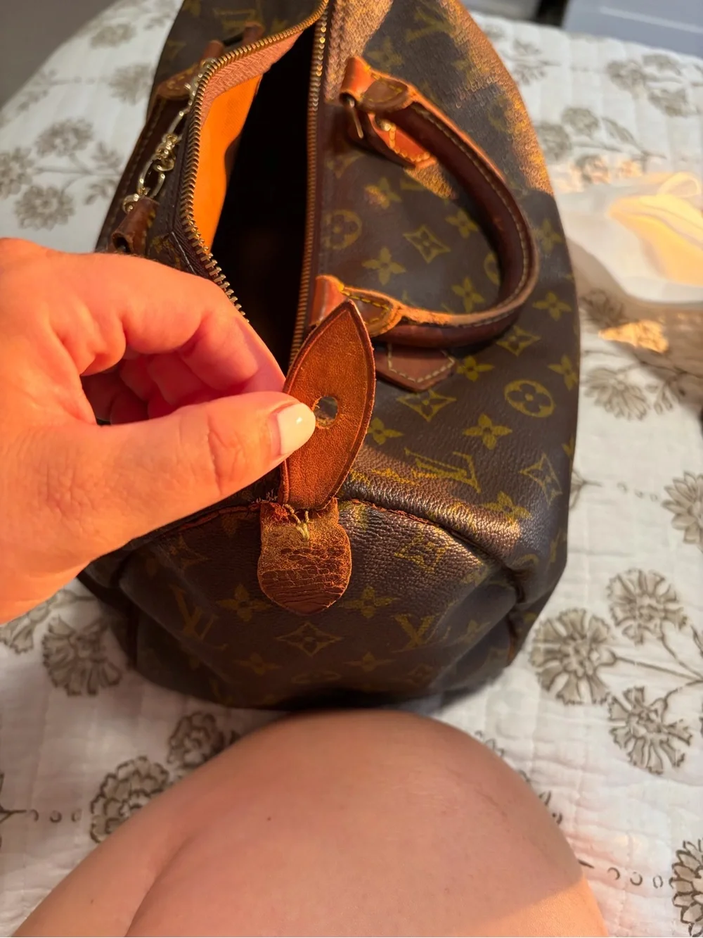 Louis Vuitton Brown Monogram Canvas Satchel with Gold Hardware